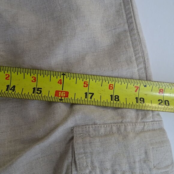 G.H. Bass Linen Blend Cargo Shorts Women Size S Tan Pull-on Elastic Waist FLAW - Picture 8 of 11